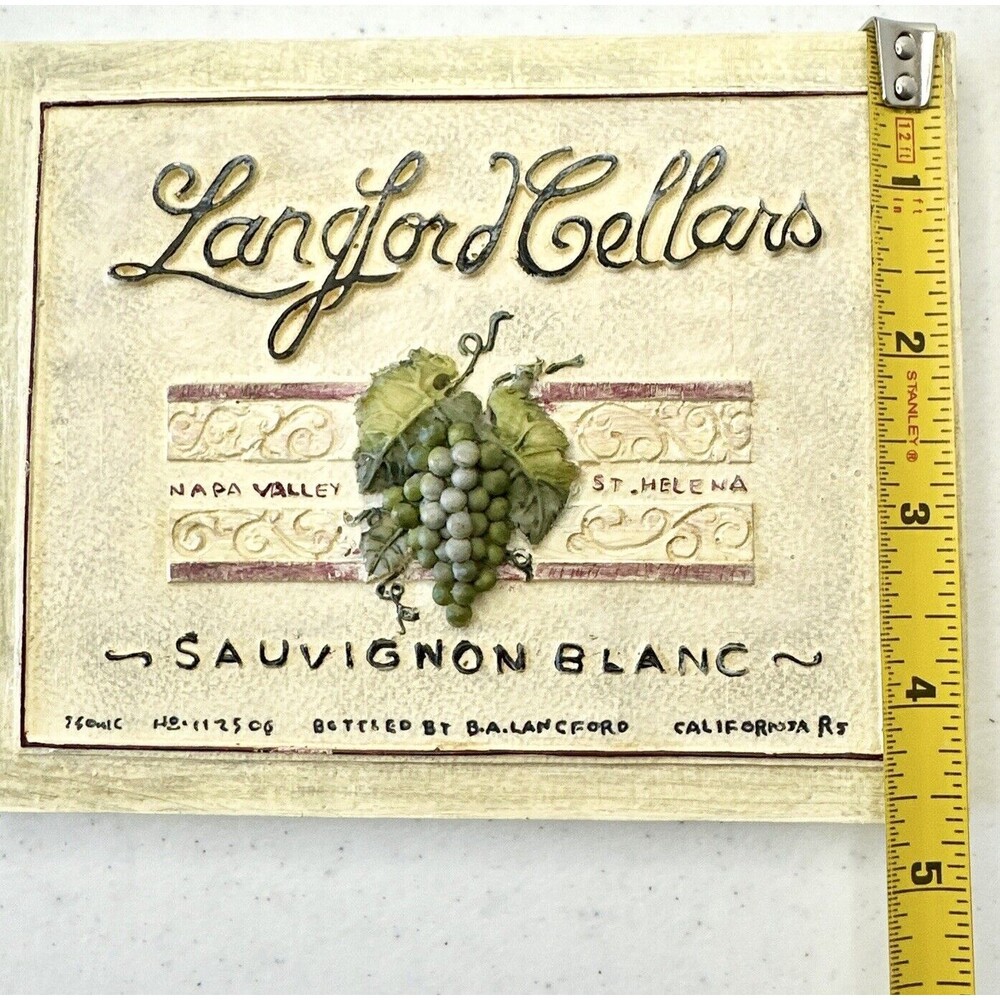 Langford‎ Cellars Plaque Wine Grapes 4.5”x6” Plaque Kitchen Wine Bar Decor - Picture 3 of 4